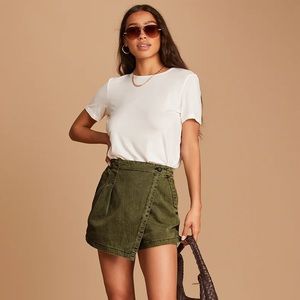 Free People - Issa Olive Green Asymmetrical Mini Skort